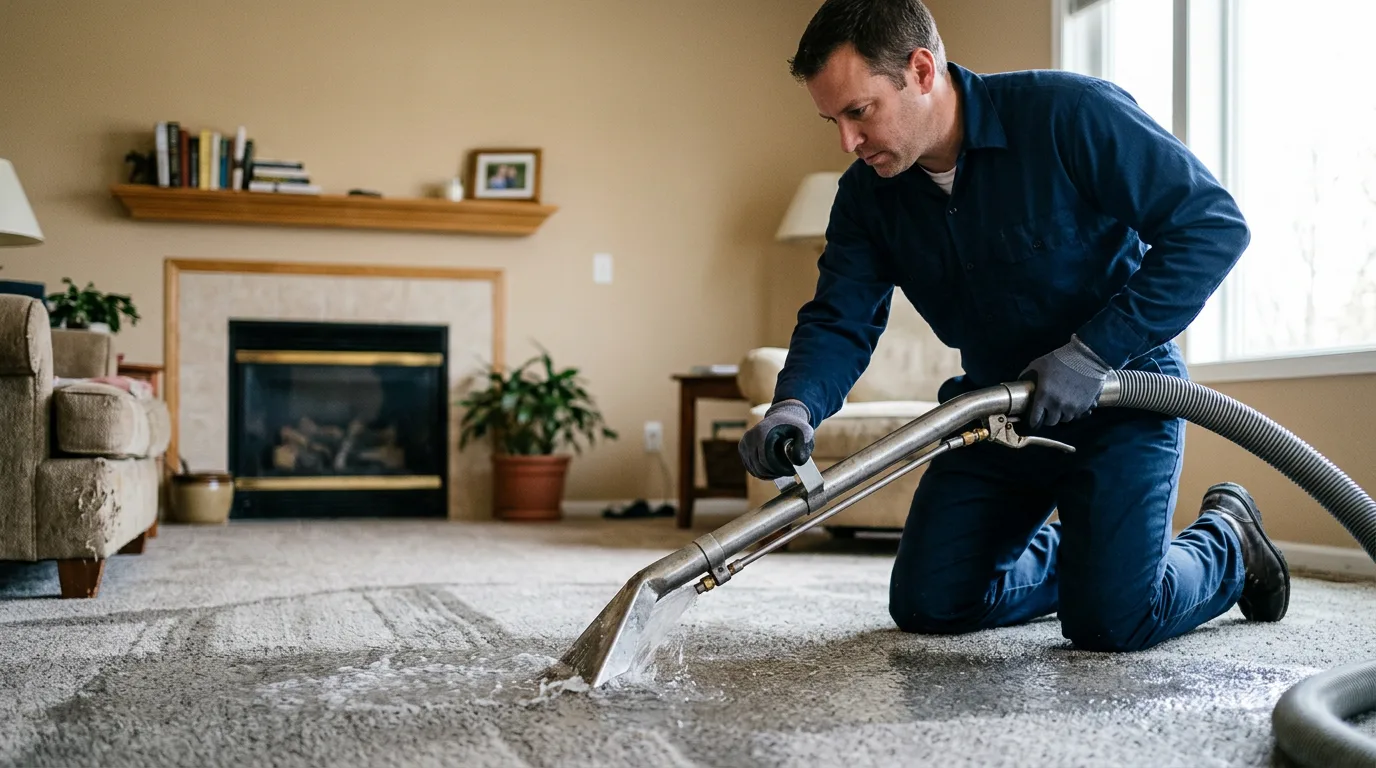 Water damage restoration technician working near Golden Gate, IL